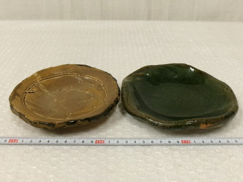 P7913 渡辺六郎 笠間焼 小皿 2枚 菓子皿 菓子器