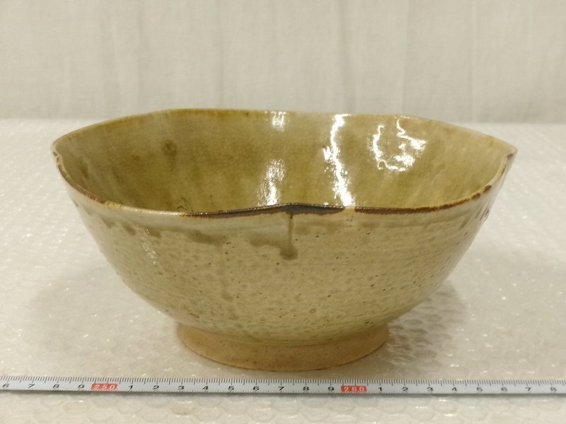 P7898 渡辺六郎 笠間焼 印花文 菓子鉢 深鉢 菓子器