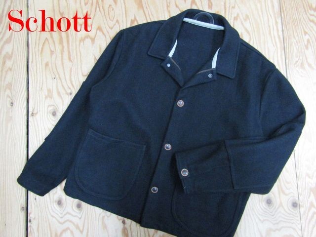 ★ショット SCHOTT★メンズ メルトンウールジャケット ブラック★R80322036B