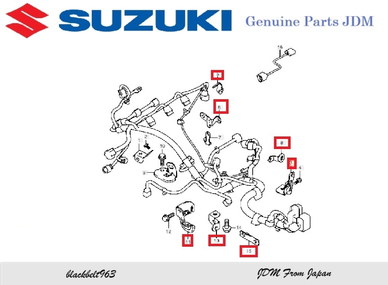 【SUZUKI純正パーツ】キャリィ/エブリィ ワゴン DA64W エンジンハーネスプラケット 7セット TURBO:4AT