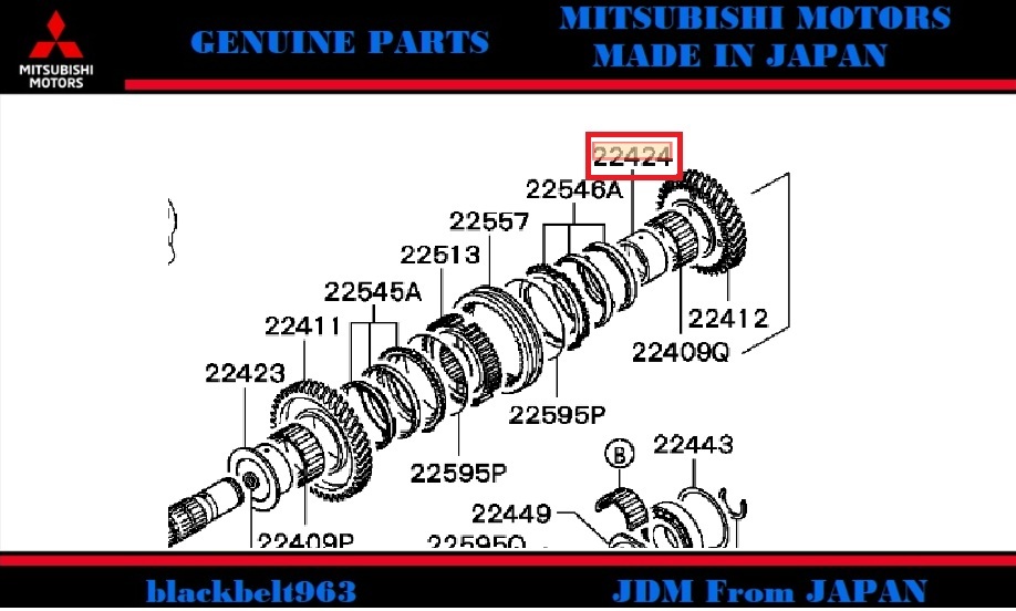 ■三菱■Lancer EvoV/Ⅵランサー エボ5 RS(98M)/エボ6 CP9A 95/08-00/08 M/Tアウトプットシャフトセカンドスピード ギヤスリーブ MD747515