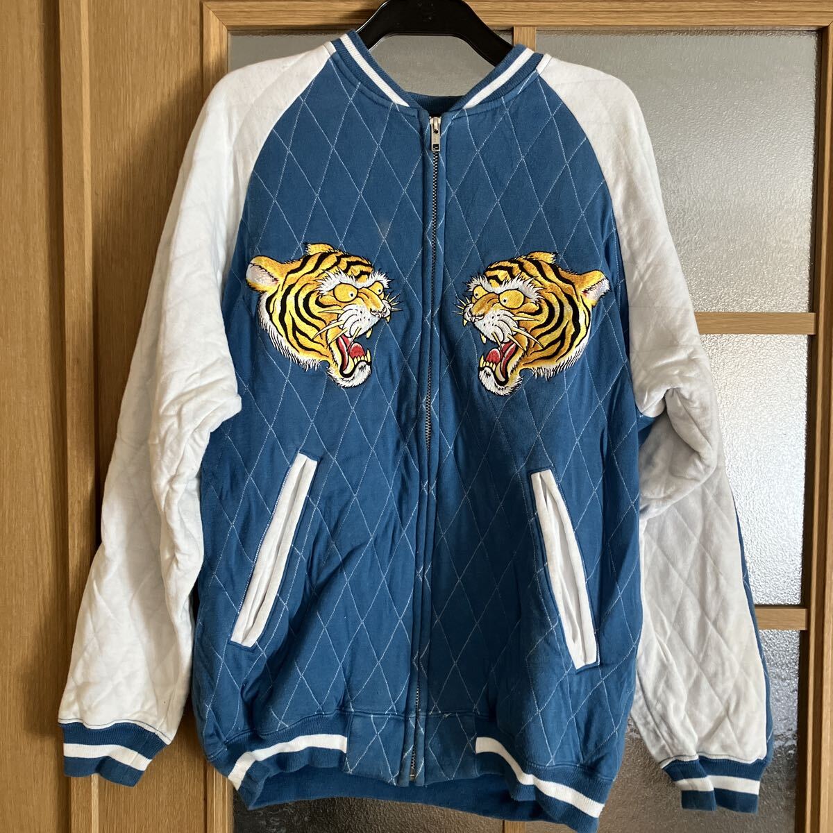 コアファイター　COREFIGHTER ブルー　虎日本和柄刺繍スカジャン★corefighter★ 虎 ブルー　medium Mサイズ