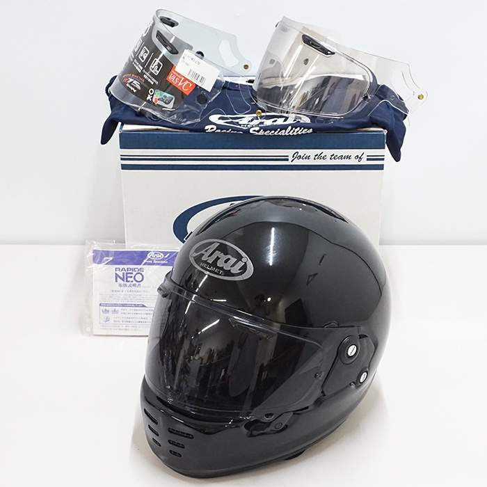 【中古品】Arai ヘルメット ラパイド・ネオ LTD 黒 57-58cm 箱・専用袋・ シールド2枚付き キズ・使用感あり（西）※発送元：北海道