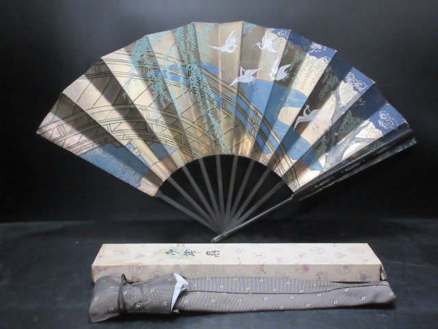 ウ　時代　橋　柳　鷺？図　古画　御舞扇