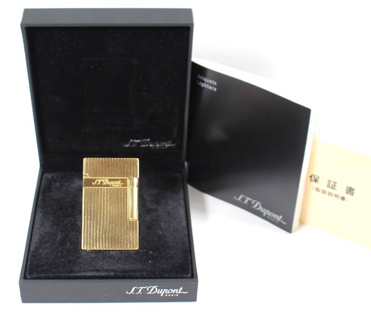 Y7196＃◆中古品◆St.Dupont デュポン ガスライター ライン2 バーティカルライン ゴールドカラー 016827