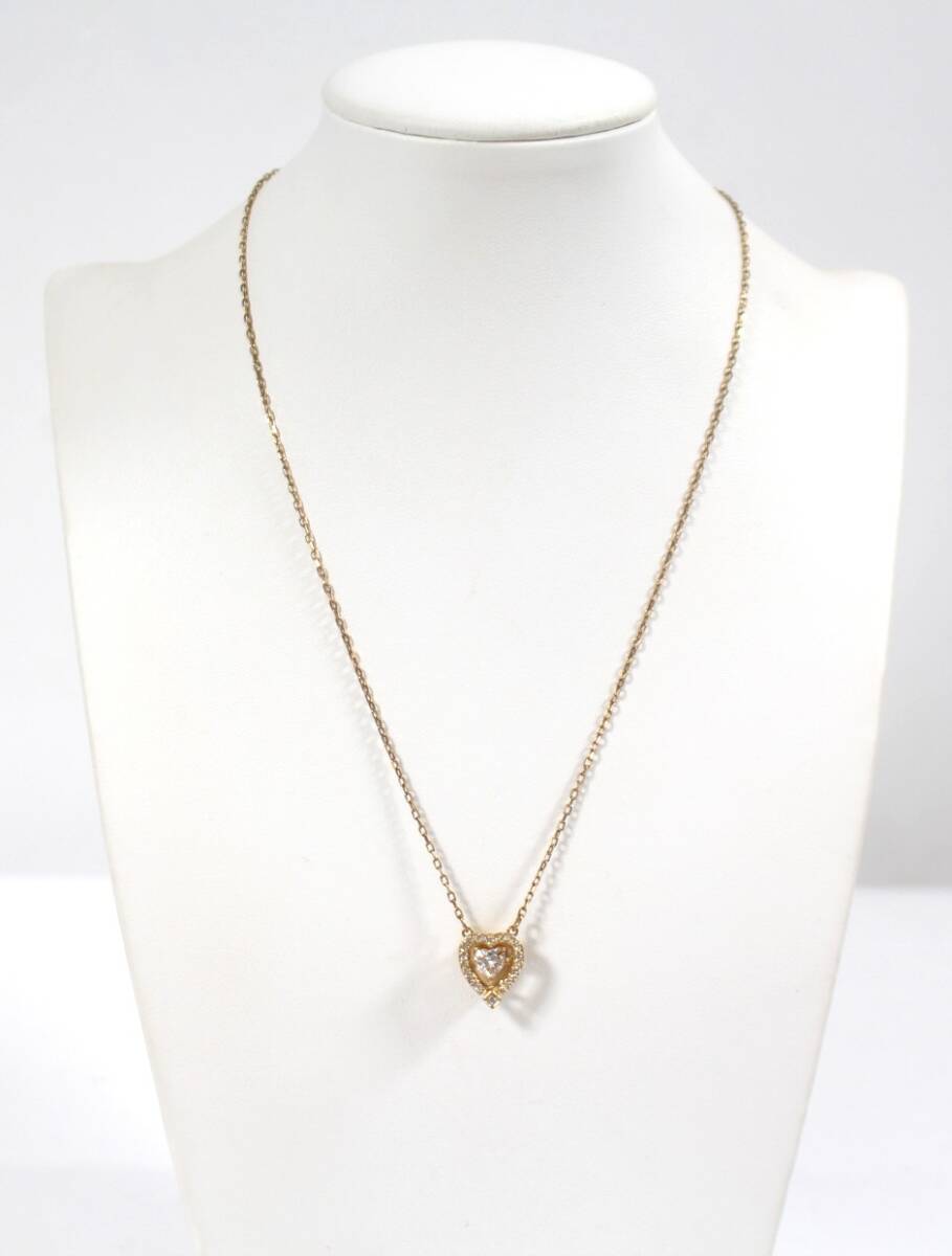 Y7201＃◆中古品◆Swarovski スワロフスキー ラインストーン ハート ネックレス GP