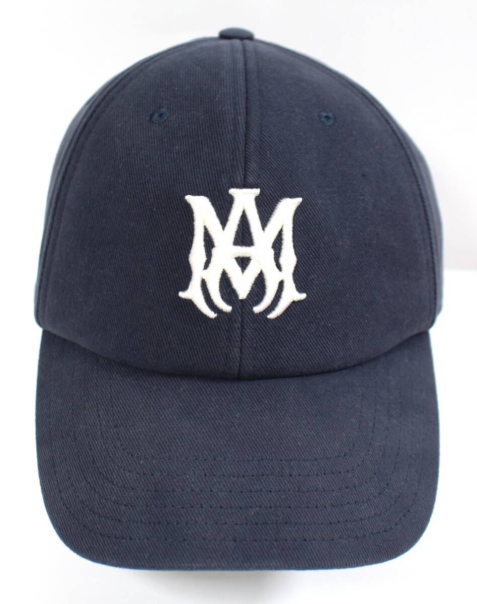 Y7179#◆中古品◆AMIRI アミリ ロゴ刺繍 コットン ベースボールキャップ ネイビー