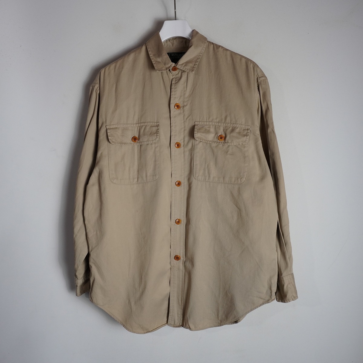 RALPH LAUREN POLO COUNTRY ラルフローレン ポロ カントリー 長袖 ワーク シャツ フラップ付きポケット 茶 サイズ9 1173Q★4