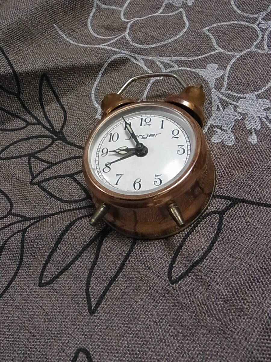 当時物　Jerger ジャガー 手巻き　 目覚まし時計 枕時計 ドイツ製 置時計 稼働、難あり