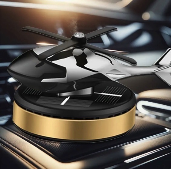 【色：ゴールド】ヘリコプター　アロマディフューザー　車芳香剤装飾 