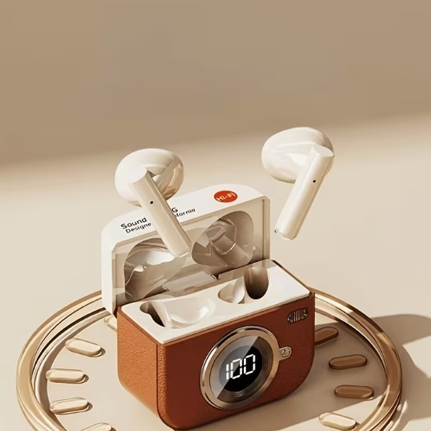 限定1個【超豪華おまけ付】おしゃれなカメラ型ワイヤレスイヤホン　ノイズキャンセリング HD通話 HiFiステレオ ヘッドホン