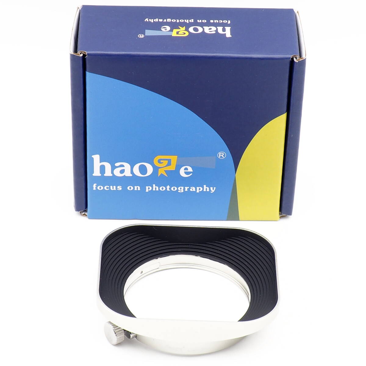 OLYMPUS OM SYSTEM M.ZUIKO DIGITAL 17mm F1.8 対応 Metal Square Hood SILVER Haoge LH-F48W 純正 LH-48B 丸形と違うスタイル 角型 フード