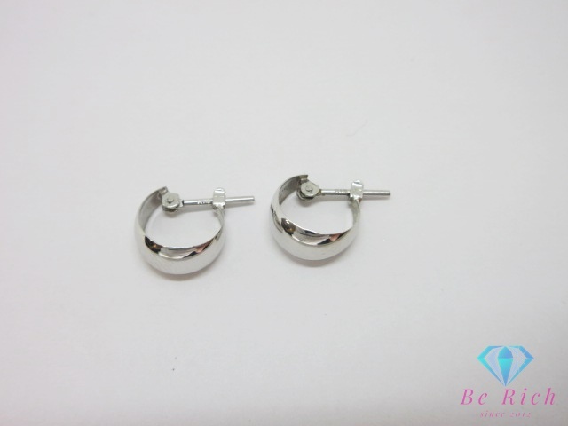 K14 WG フープ デザイン スタッド ピアス 14金 585 宝石 ジュエリー アクセサリー 【中古】th14609