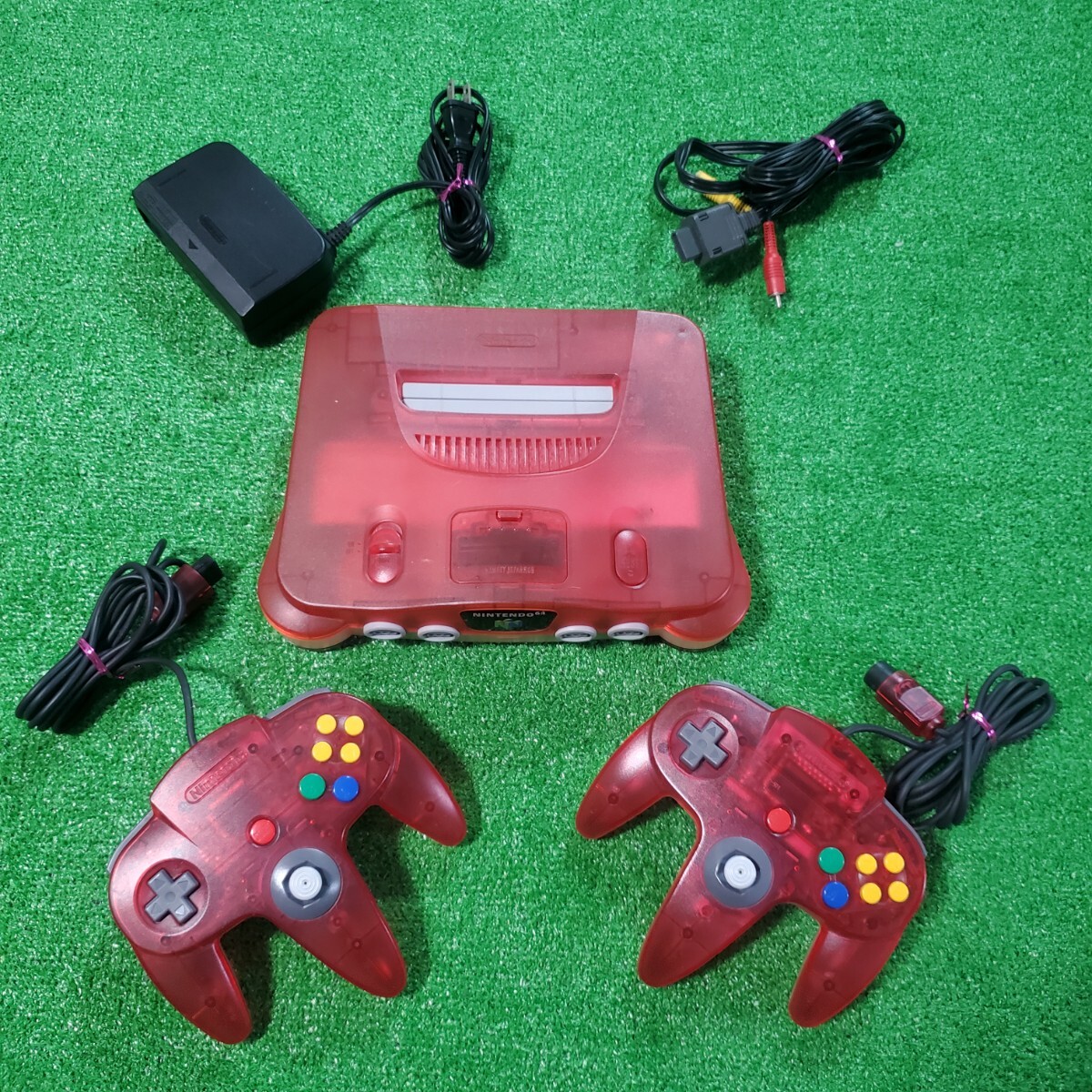 NINTENDO 64 本体 動作確認済み クリアレッド Nintendo 任天堂 ゲーム機器 コントローラー 2個 コントローラ 希少カラー NUS-001