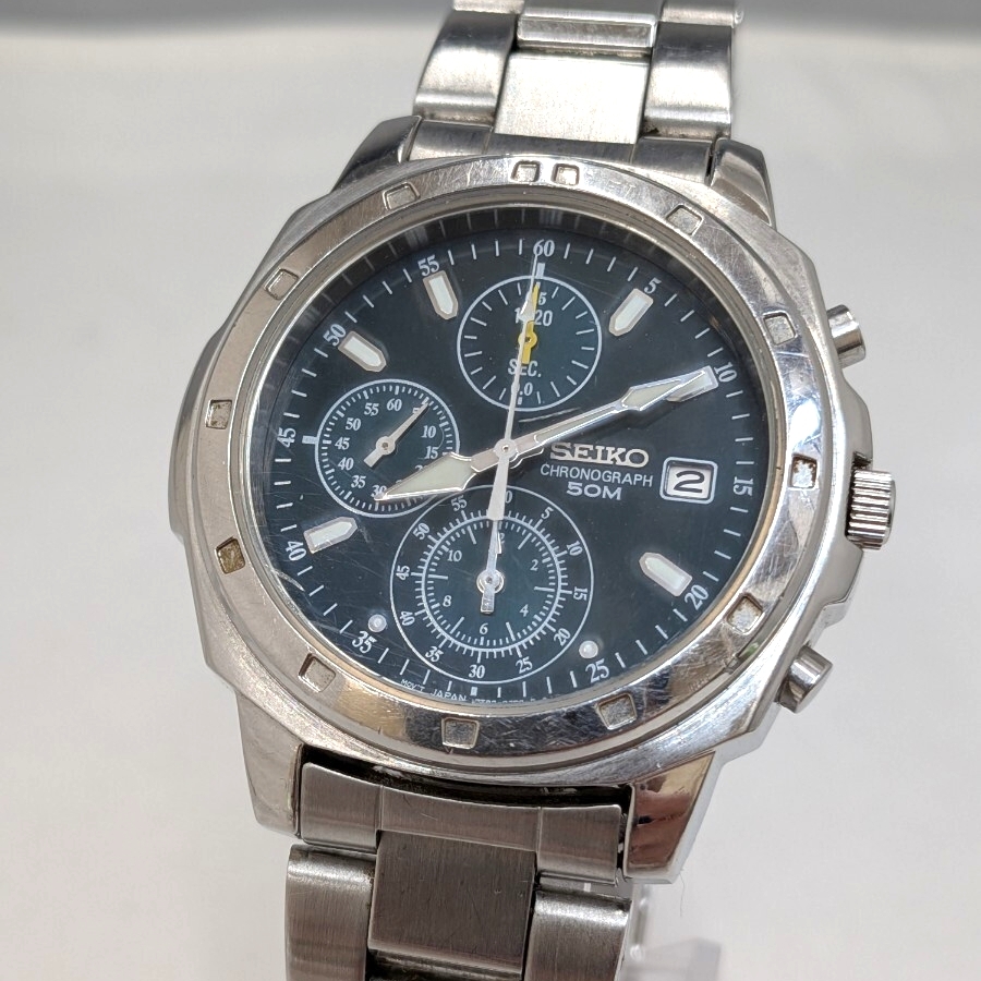 SEIKO クロノグラフ 7T92-0CA0 セイコー 腕時計 クォーツ (北4632)