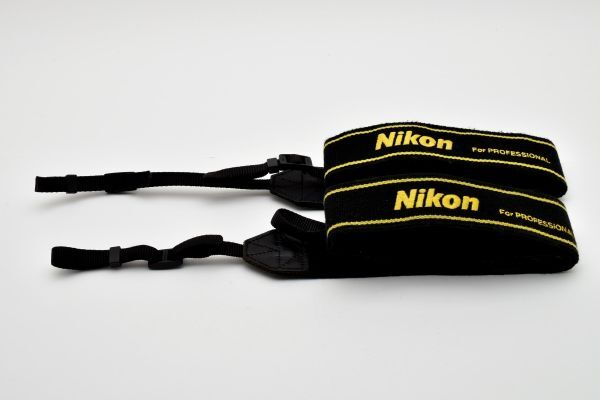 RU799★ニコン Nikon For PROFESSIONAL 純正 ストラップ 黒X黄 2本セット