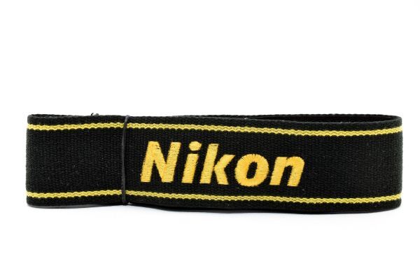 RU809★ニコン Nikon FOR PROFESSIONAL 純正 ストラップ 黒X黄