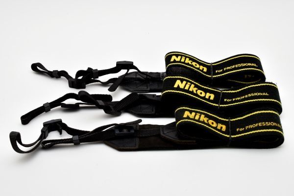 RU820★ニコン Nikon For PROFESSIONAL 純正 ストラップ 黒×黄 3本セット