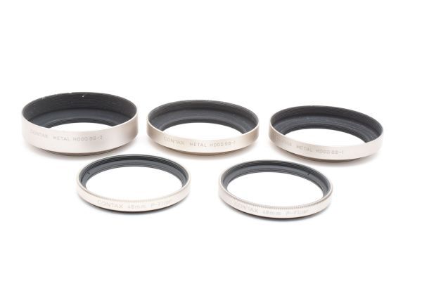 RU941★コンタックス CONTAX METAL HOOD GG-2・GG-1 2個 メタル レンズフード 46mm P-Filter 2個 フィルター
