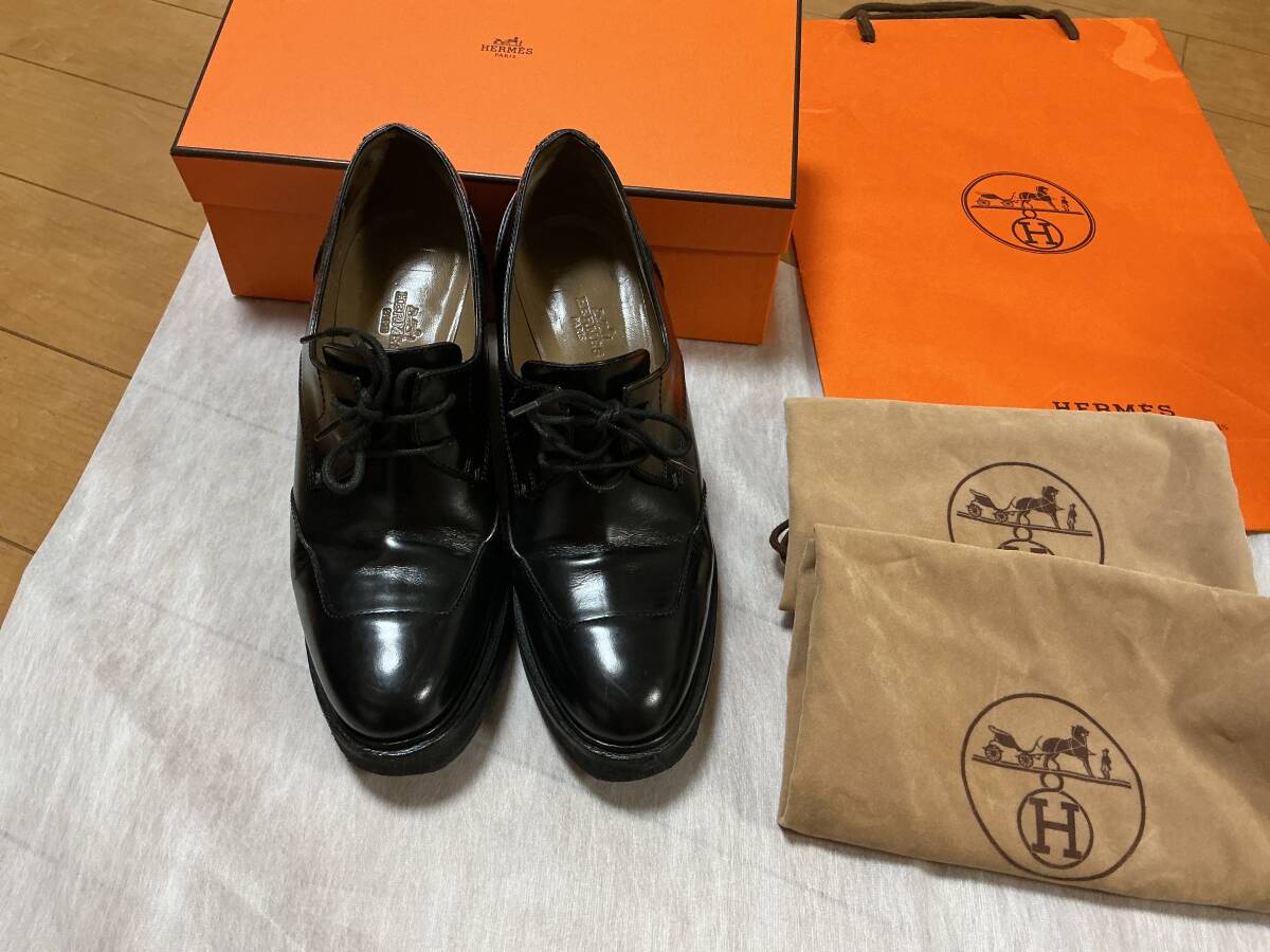 極美品　HERMES エルメス　レディース　革靴　黒　37