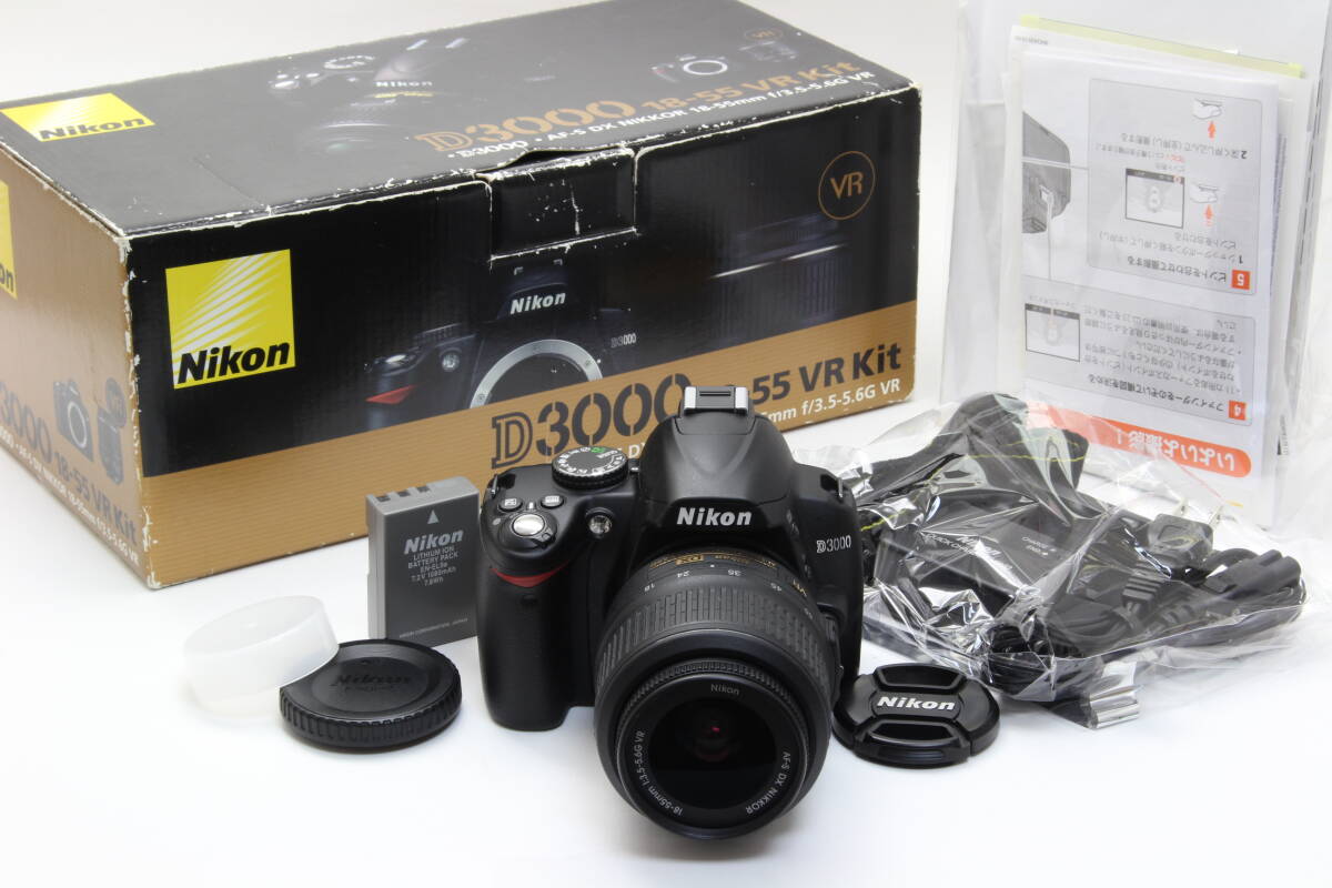 AA (新品級) Nikon ニコン D3000 AF-S NIKKOR 18-55mm VR レンズキット ショット数352回 初期不良返品無料