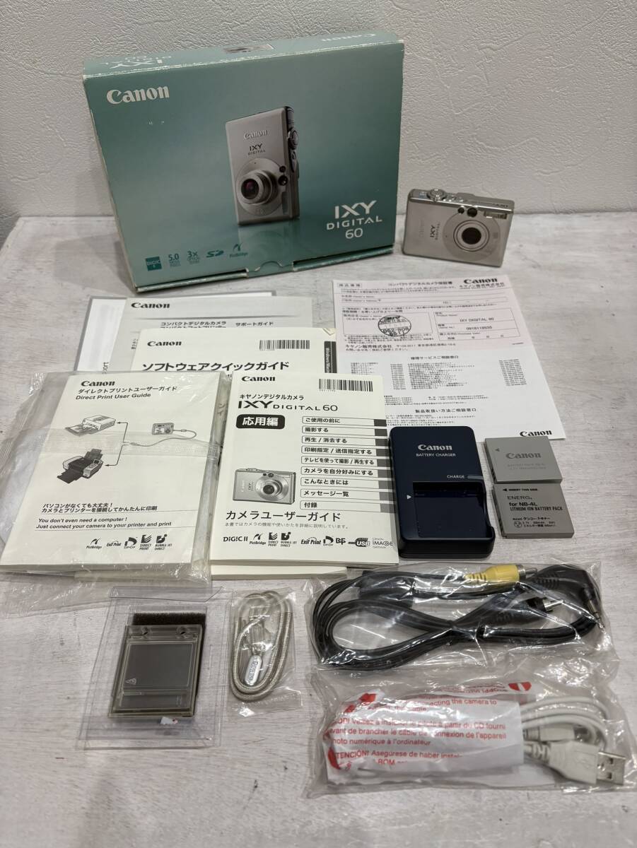 【1円スタート】稼働品 Canon キヤノン IXY 60 コンパクトデジタルカメラ シルバー 箱/説明書/保証書/充電器/バッテリー2個等付き