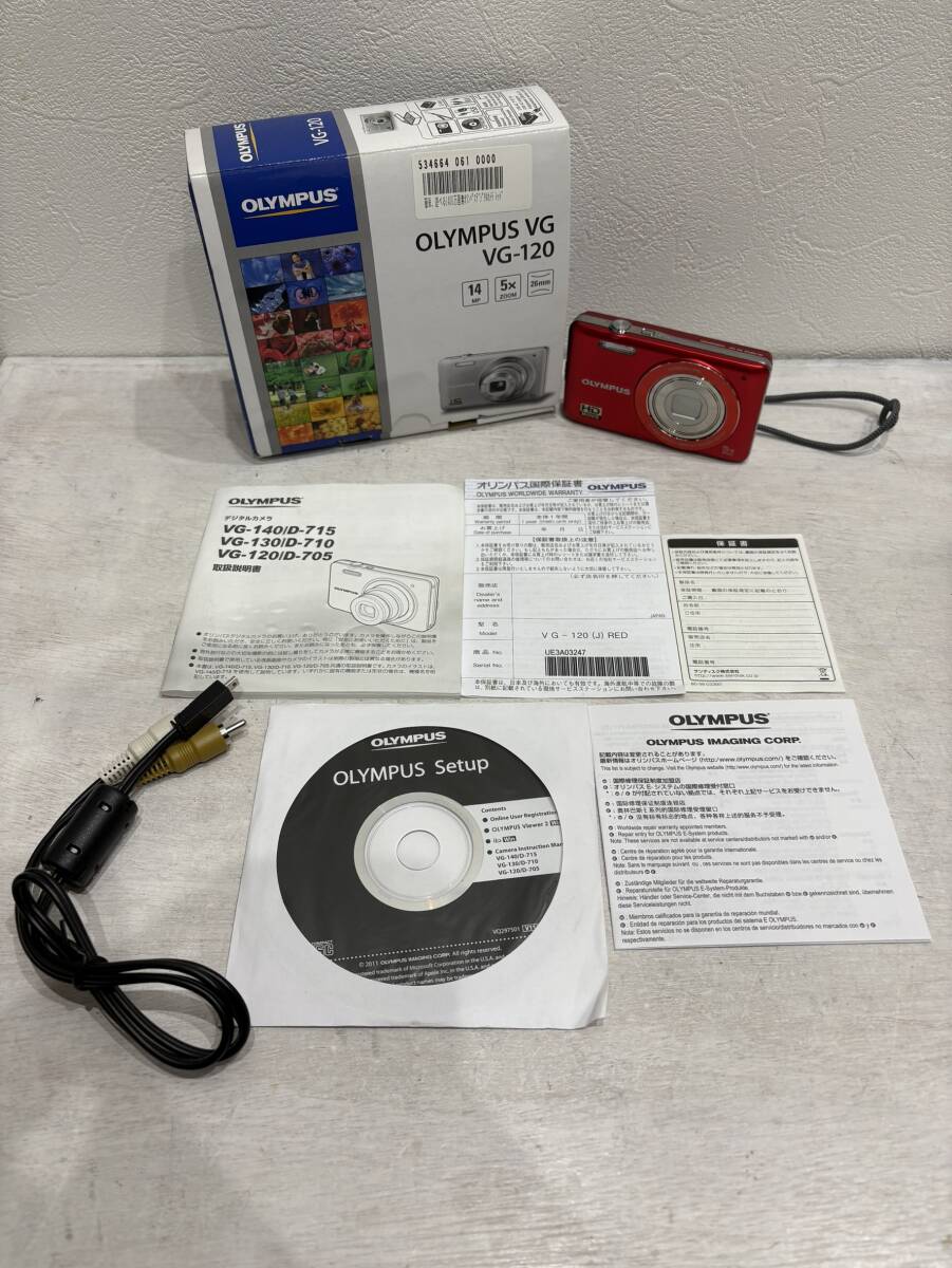 【1円スタート】稼働品 OLYMPUS VG VG-120 レッド デジタルカメラ コンパクトデジタルカメラ 箱/説明書/保証書/バッテリー2個等付き