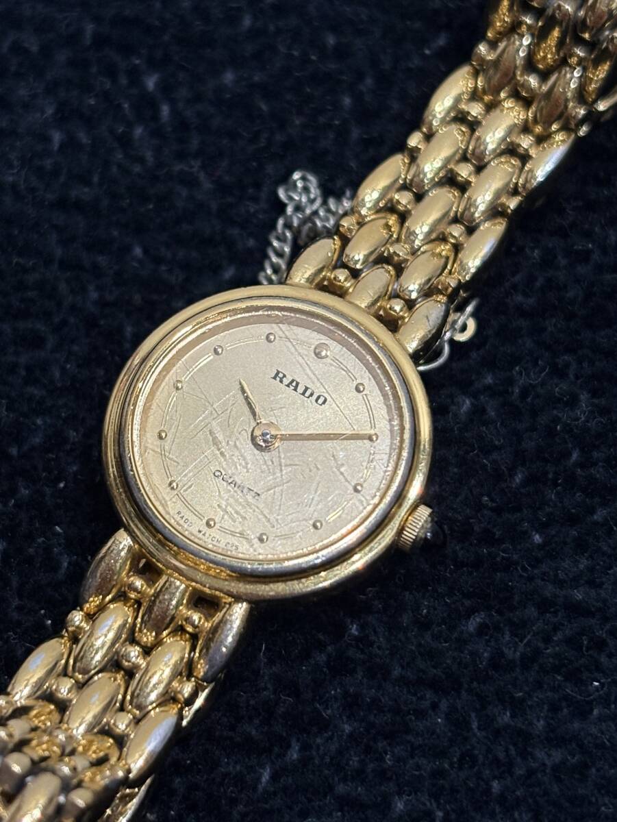 【1円スタート】RADO ラドー 133.9631.2 ゴールド ラウンド ゴールド文字盤 2針 レディース クォーツ 腕時計 純正ベルト 動作未確認