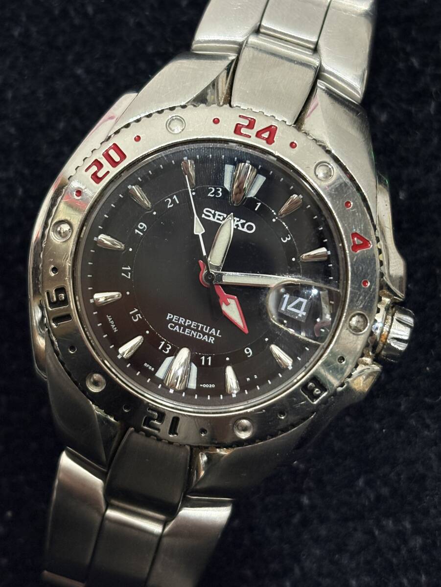 【1円スタート】SEIKO セイコー パーペチュアルカレンダー 8F56-002A QZ 純正ベルト 動作未確認