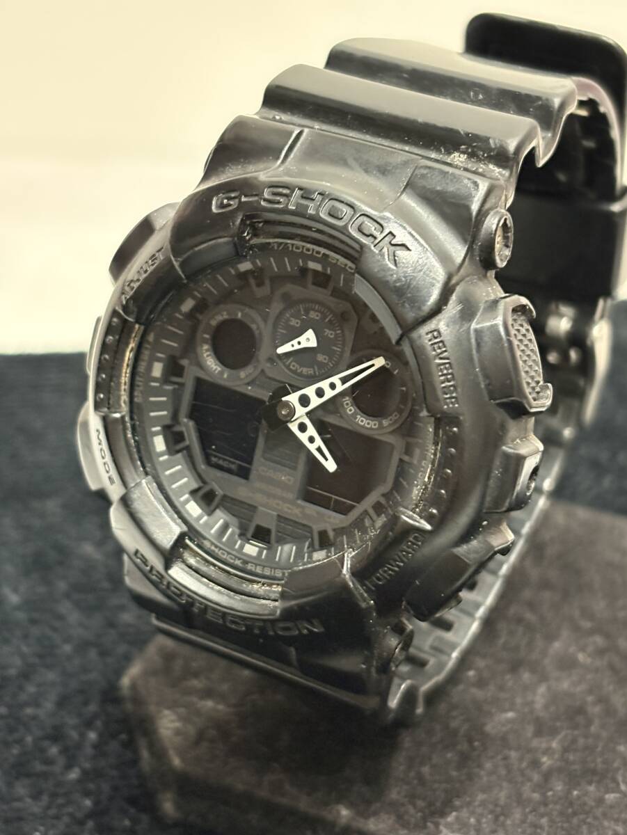 【1円スタート】CASIO カシオ G-SHOCK ジーショック GA-100 ブラック クロノグラフ デジタル 2針 メンズ クォーツ 腕時計 動作未確認
