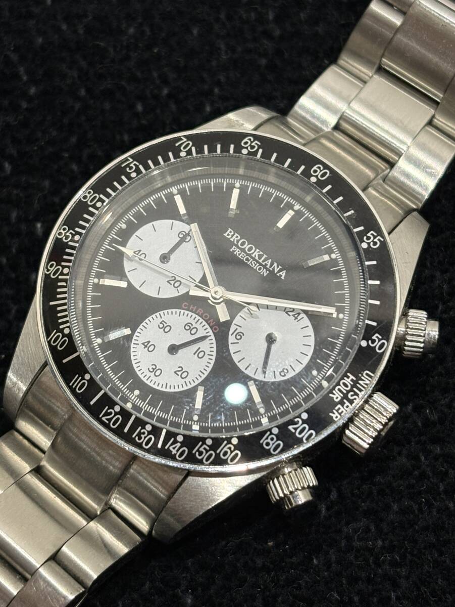 【1円スタート】BROOKIANA PRECISION ブルッキアーナ BA-1601 黒文字盤 純正ベルト 動作未確認