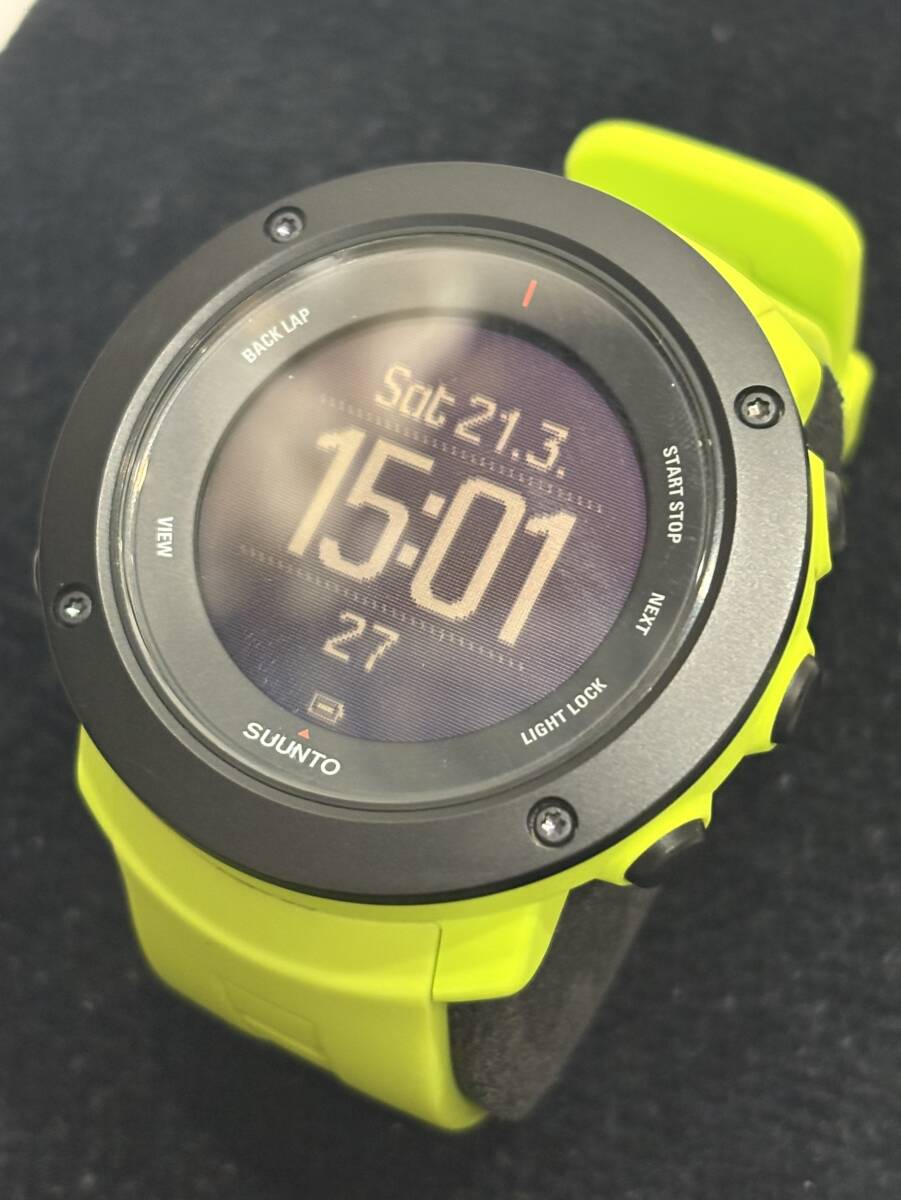 【1円スタート】稼働品 SUUNTO スント AMBIT3 アンビット3 バーティカル ライム GPSマルチスポーツウォッチ 箱/説明書/保証書/充電器等付き