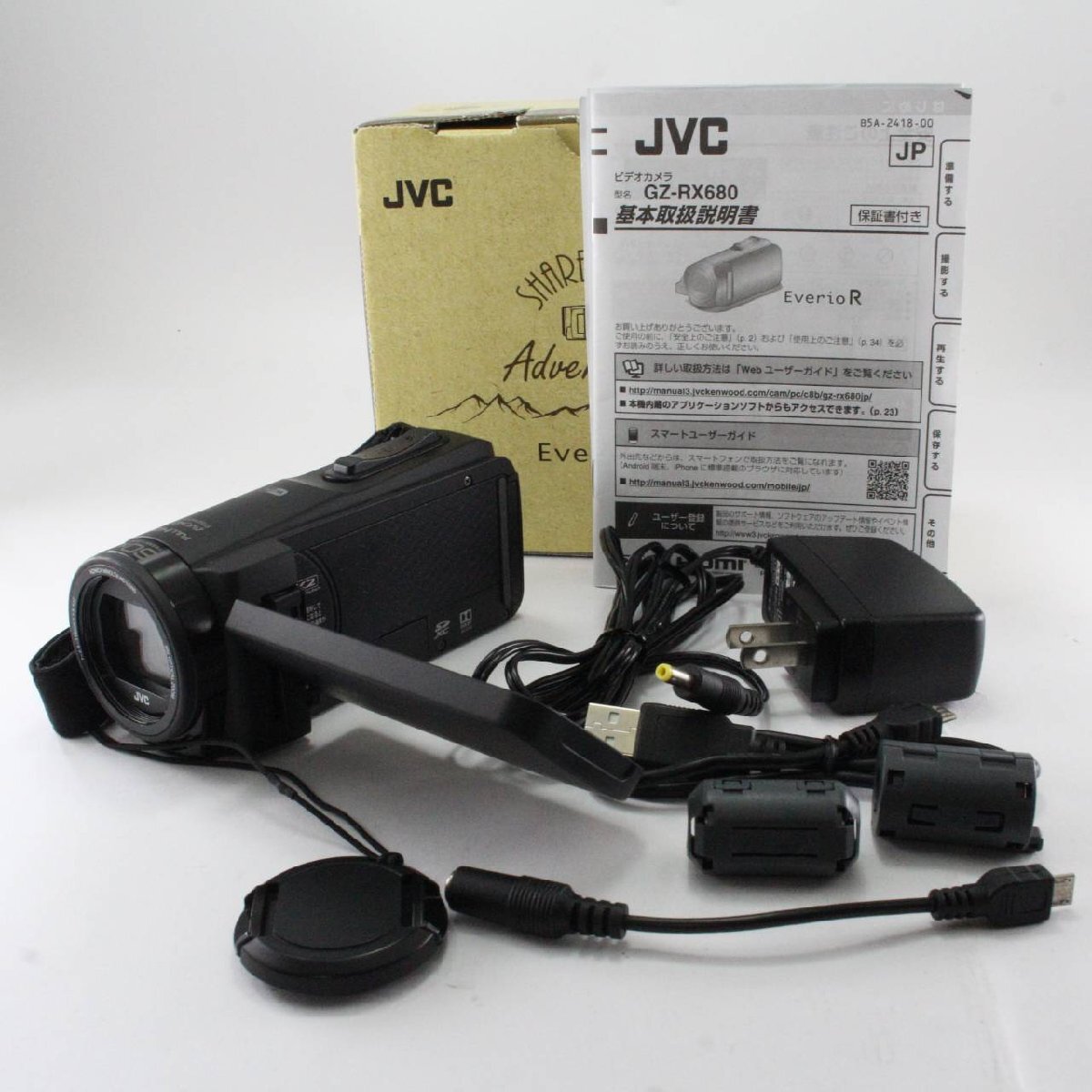 JVCケンウッド JVCKENWOOD ビデオカメラ Everio R 防水 防塵 Wi-Fi 64GB内蔵メモリー マットブラック GZ-RX680-B