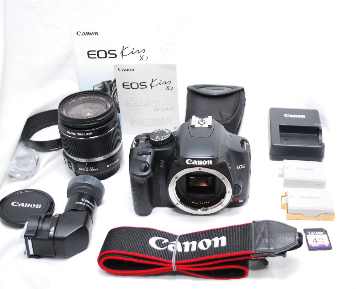 【超美品・超豪華セット】Canon キヤノン Kiss X2 EF-S 18-55mm IS Canon ANGLE FINDER C