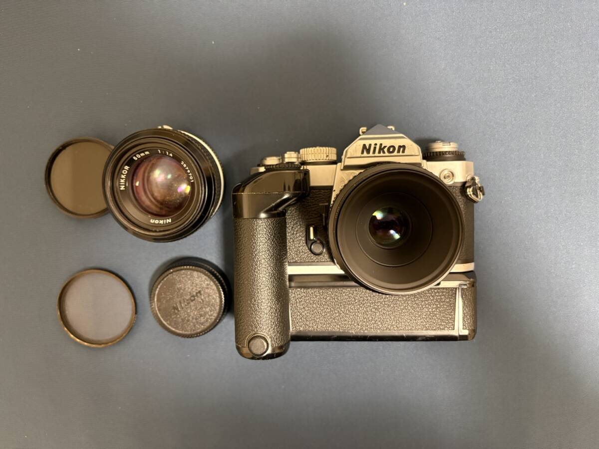 1円出品 Nikon FM3A ニコン シルバー MD-12 レンズ2本組 Ai-s 55mm f2.8 50mm f1.4 豪華セット 現状渡し ジャンク A0849T260319