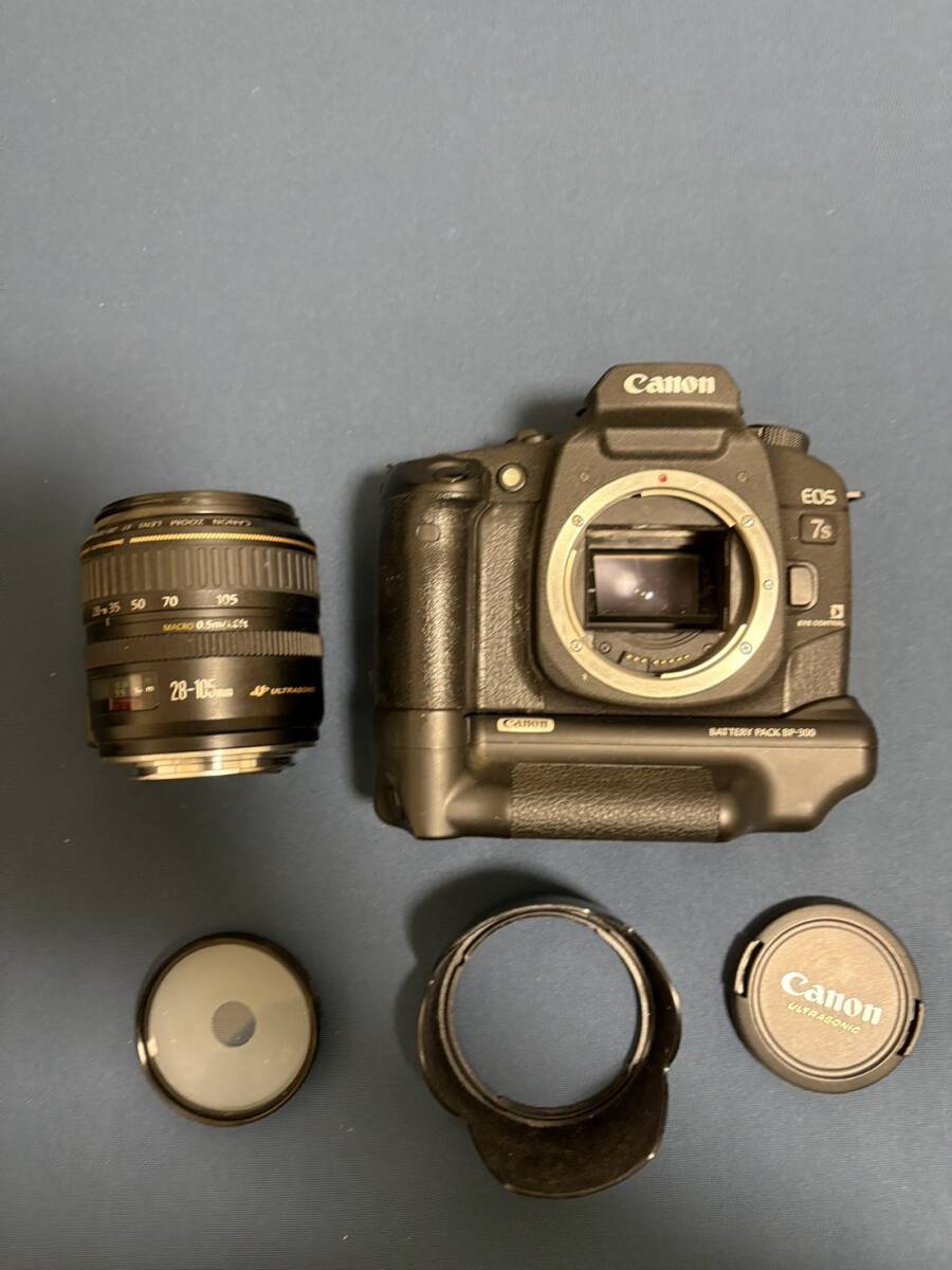 Canon EOS 7 BP-300 　 EF 28-105mm F3.5-4.5 II USM レンズセット AF一眼レフ バッテリーグリップ付 1円〜 売り切り A0721T260112