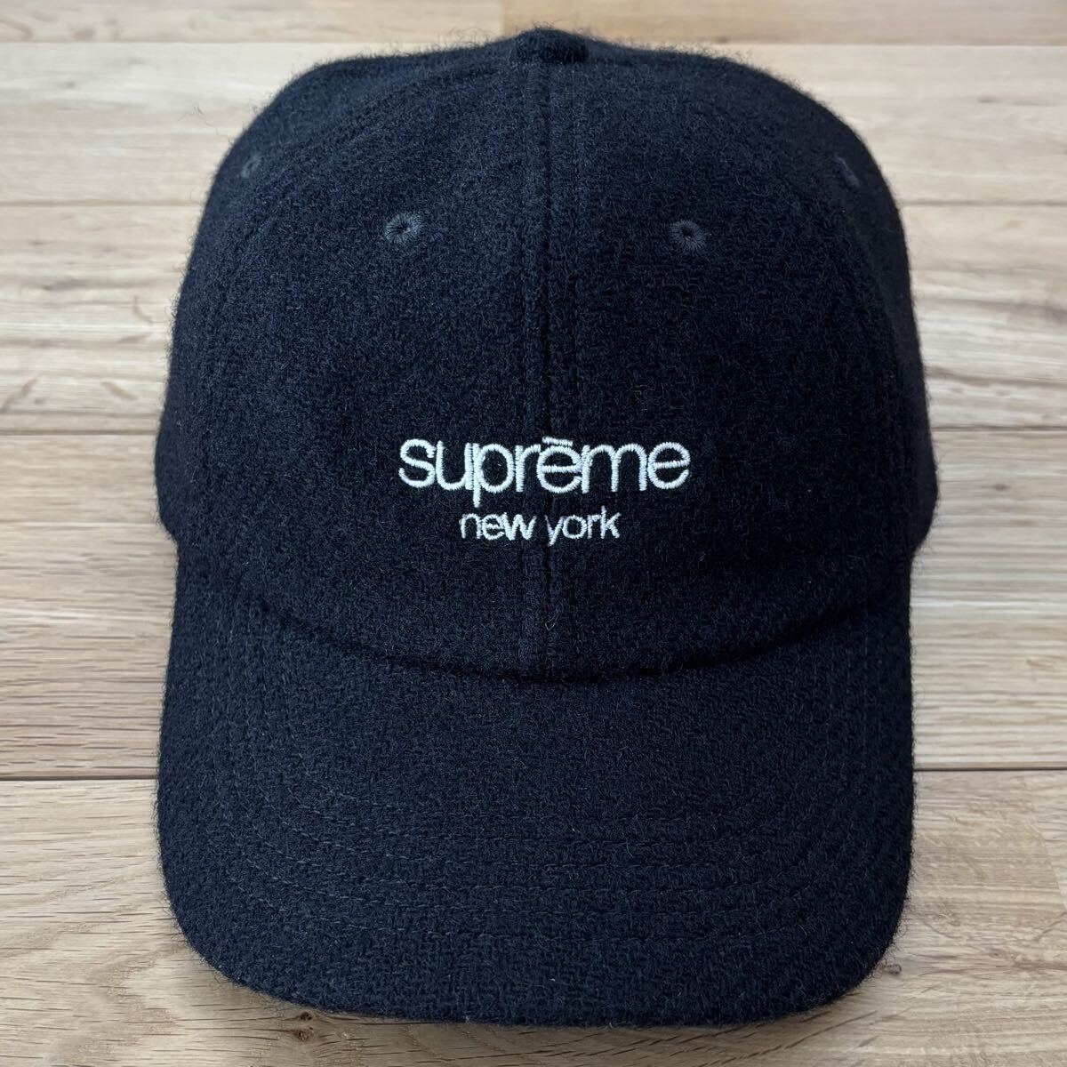 【希少】Supreme Harris Tweed Classic Logo Cap 黒 ブラック シュプリーム ハリスツイード クラシック ロゴ 6パネル キャップ 24FW