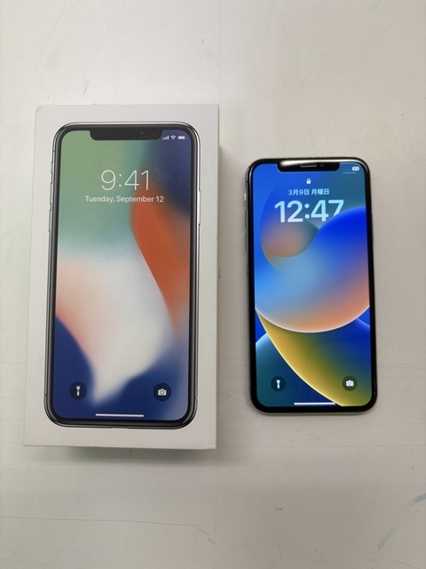 伊9386 SIMフリー iPhone X 256GB Silver シルバー アイフォン X 判定〇 IMEI：356742083768629