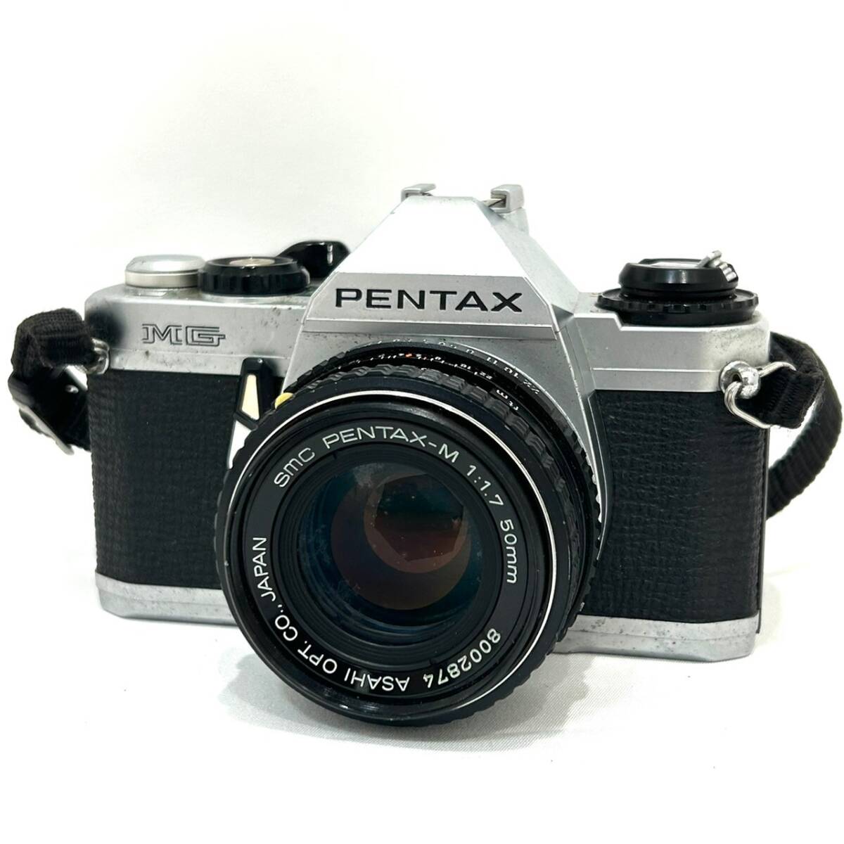【D】ペンタックス MG フィルム一眼レフカメラ ボディ シルバー SMC PENTAX-M 50mm f/1.7 レンズ 昭和 レトロ モダン 家電 ヴィンテージ