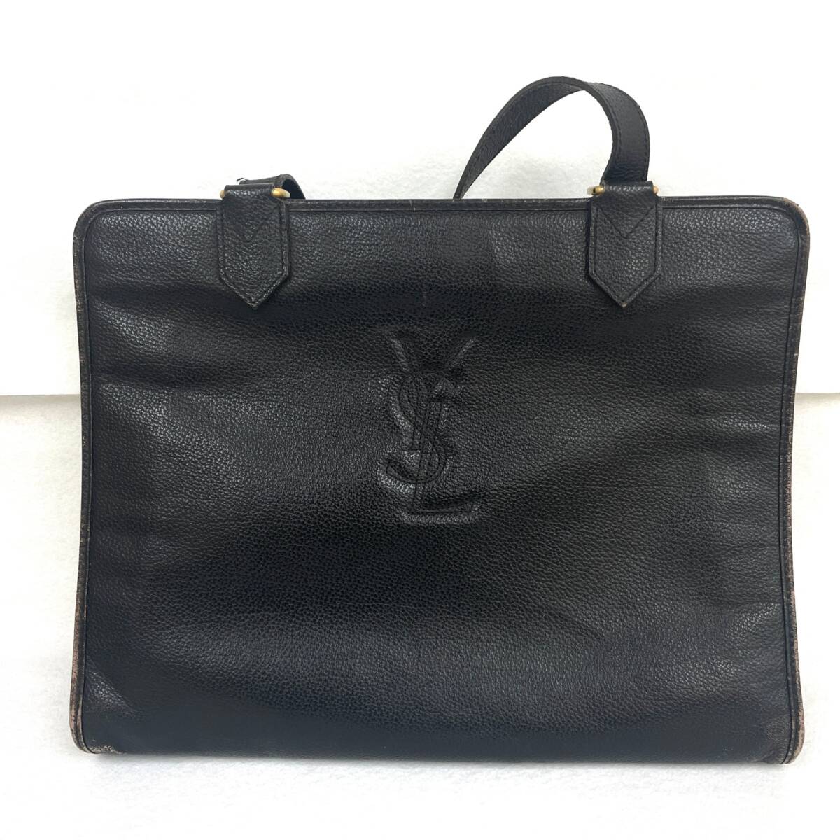 E 【1円スタート】 Yves Saint Laurent イヴサンローラン ワンショルダーバッグ 黒 ブラック レザー ゴールド金具 ヴィンテージ レディース