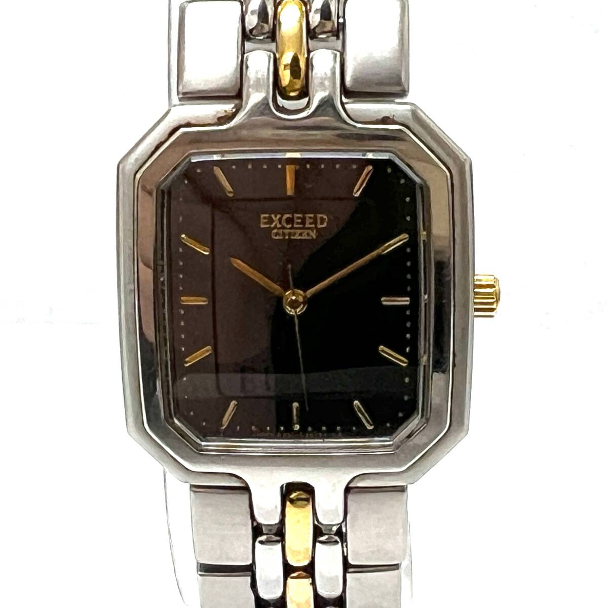 【B】 【1円スタート】 CITIZEN シチズン EXCEED エクシード アナログ クォーツ 腕時計 ブラック文字盤 メタル ステンレス ヴィンテージ
