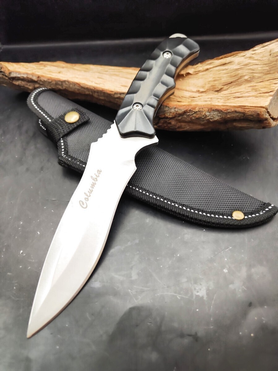 Columbia【新品未使用】ナイフ フルタングナイフ タクティカルナイフ サバイバルナイフ キャンプ アウトドア ハンティングナイフ シルバー
