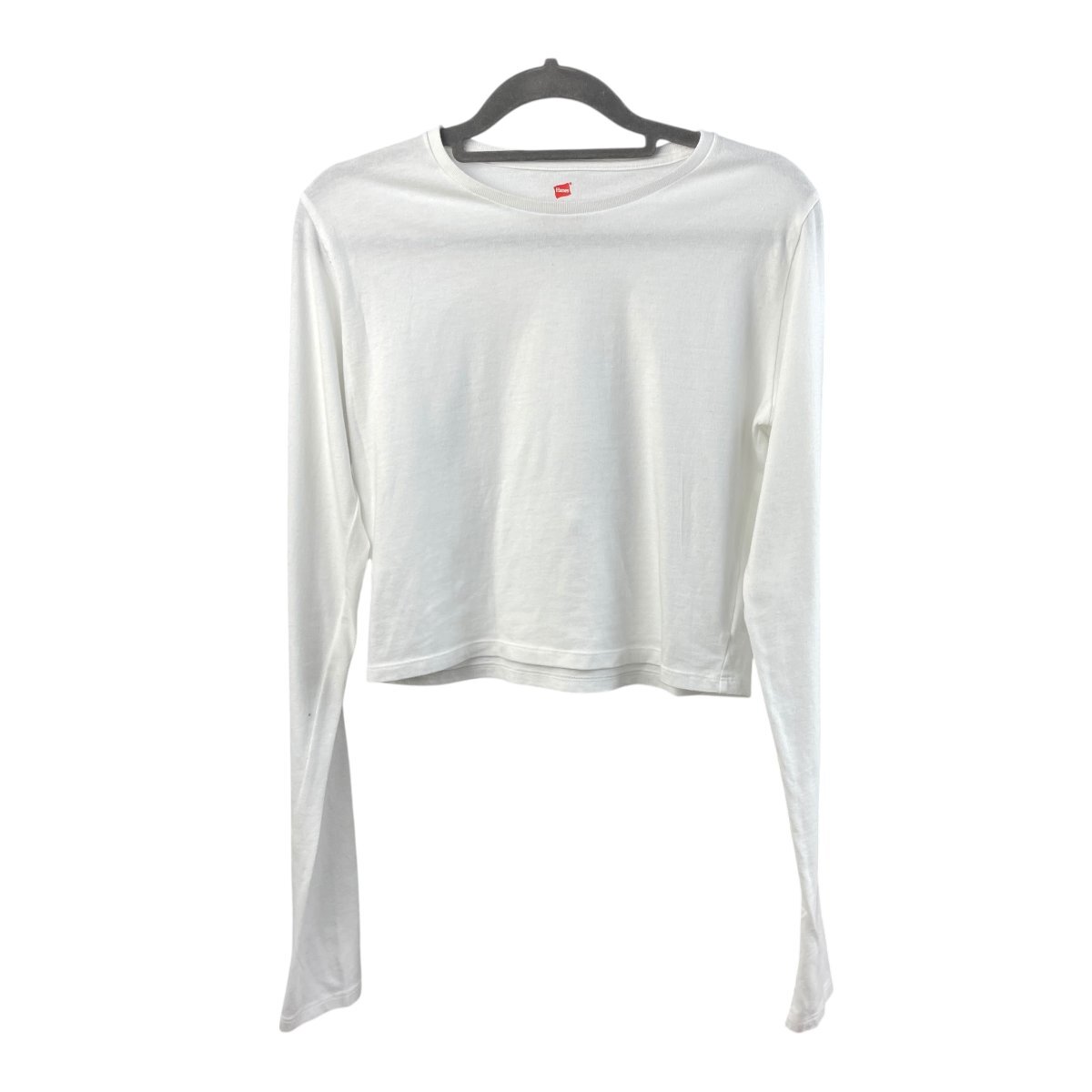 Z134■Hanes ×BIOTOP　ヘインズ×ビオトープ ■HW4-C706S 長袖カットソー■白 　ホワイト　FREE■
