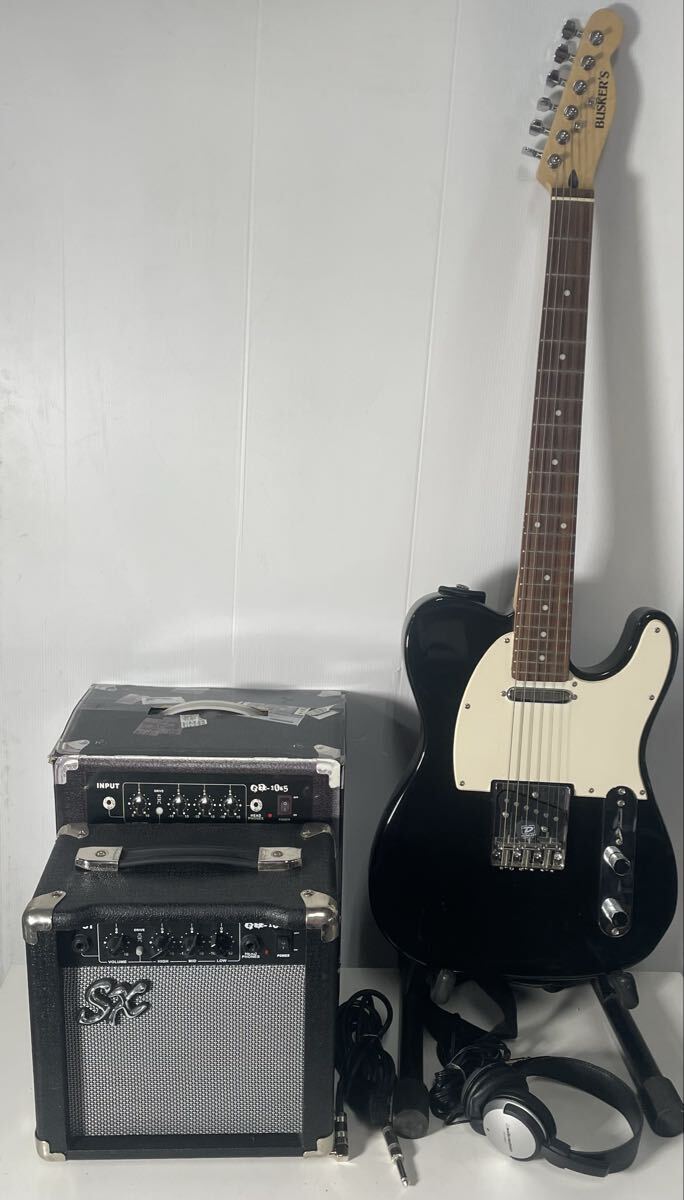 M【500円スタート】 BUSKER'S バスカーズ エレキギター テレキャスター SX ga1065 ギターアンプ audio-technica ヘッドホン 3点 セット