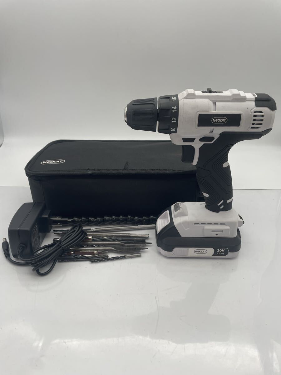 Y【500円スタート】 NEODIT 電動工具 20V 電動ドリル ECD01 ケース付 部品付き ネオディット ドリルドライバー ドリル