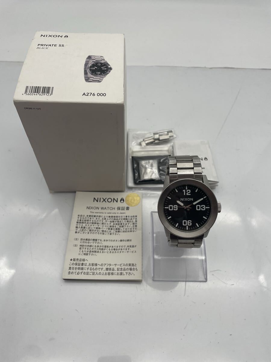 Y【500円スタート】NIXON THE PRIVATE SS BLACK 腕時計 ニクソン ザ プライベート クォーツ リューズOK 不動品