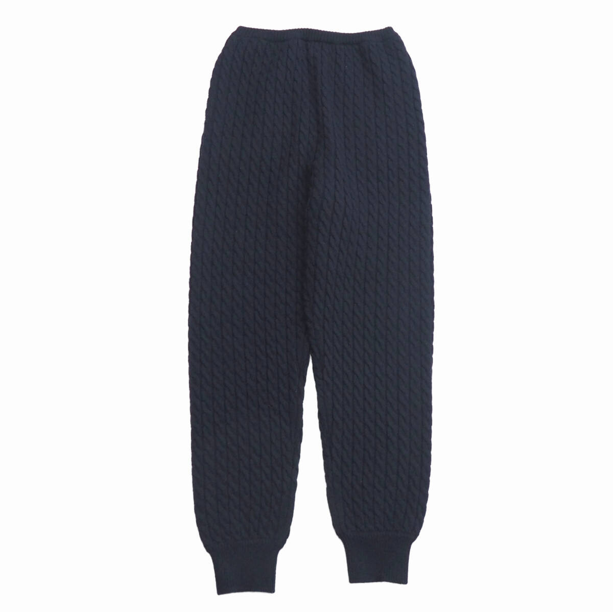 TK2163▽定価￥27,500 BIYOMA/ビヨーマ*レディース0*ウールナイロン ケーブルニットパンツ/イージーパンツ*ネイビー系