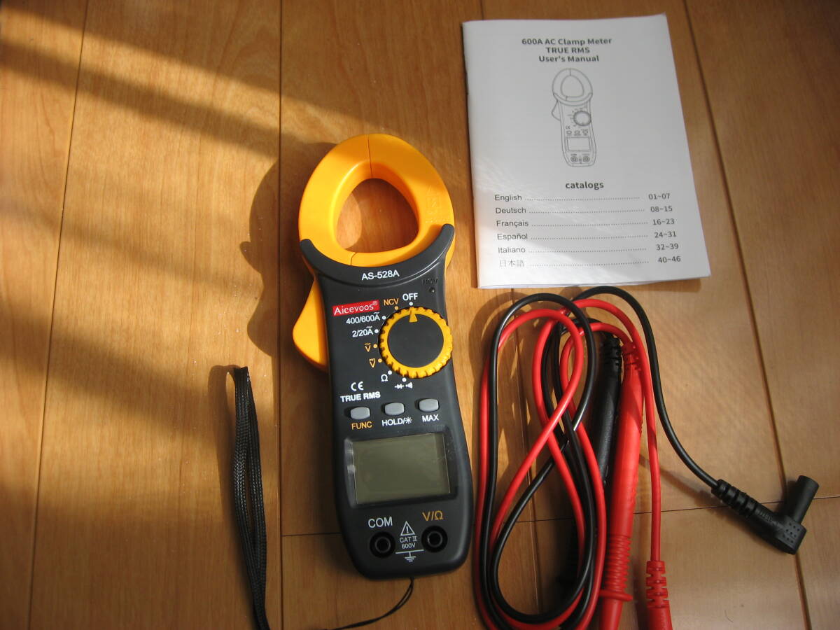 デジタルクランプメーター。AICEVOOS.許容電圧600V