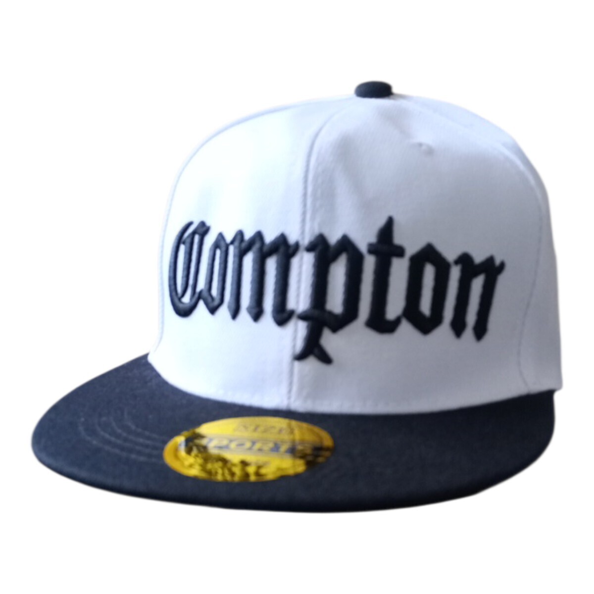 【フラットキャップ】白×黒《Compton》男性兼用★サイド刺繍■ツートンキャップキャップ