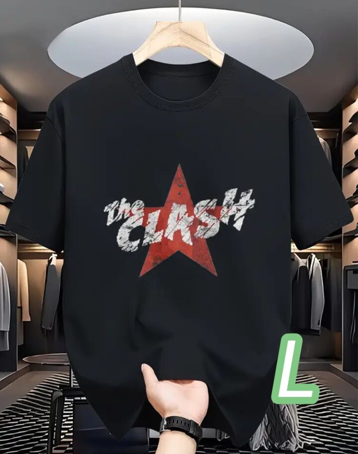 【プレミアムT】黒・Lサイズ《The Clash》速乾ドライ素材★╋サイズ■ロックTシャツ